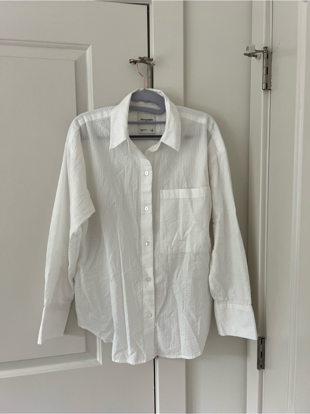 Abercrombie & Fitch White Textured Button-Down Shirt Size Small